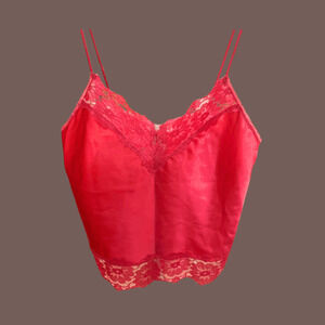 Lady Manhattan Camisole | Bright Pink Lace | Size M | Vintage